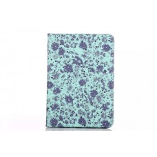 iPad Air iPad 5 - Blue Flower Pattern PU Leather Flip Stand Protective Cover Case